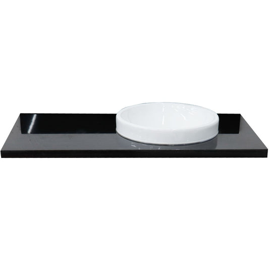 43" Black galaxy countertop and single round right sink - Luxe Bathroom Vanities
