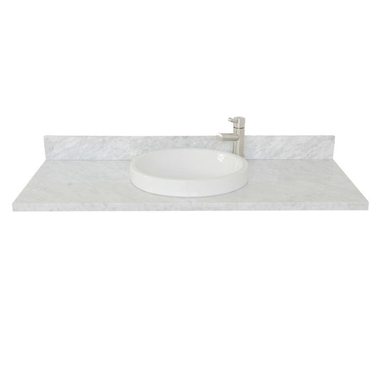 49" White Carrara Top With Round Sink - Luxe Bathroom Vanities
