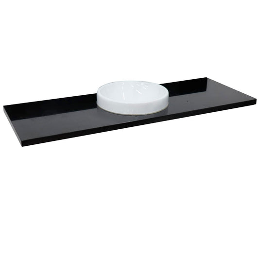 61" Black galaxy countertop and single round sink - Luxe Bathroom Vanities