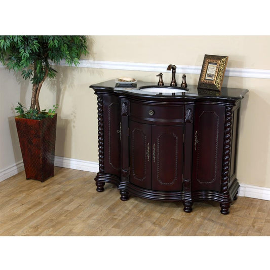 48" In Single Sink Vanity Wood Dark Mahogany Black Galaxy - Luxe Bathroom Vanities
