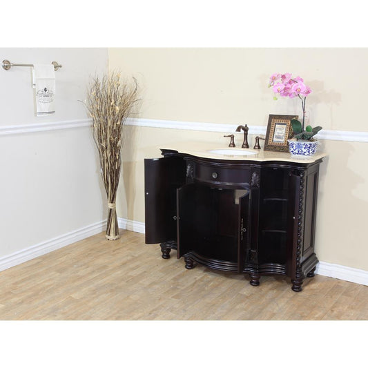 48" In Single Sink Vanity Wood Dark Mahogany Creama Marfil - Luxe Bathroom Vanities