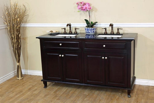 62" In Double Sink Vanity Dark Mahogany - Luxe Bathroom Vanities