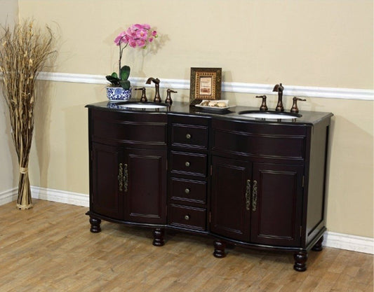 62" In Double Sink Vanity Dark Mahogany Black Galaxy - Luxe Bathroom Vanities