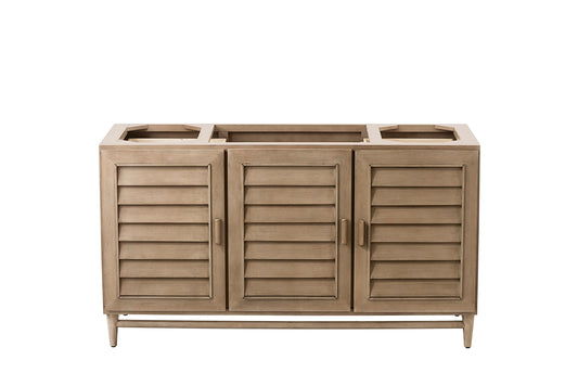 James Martin Portland 60" Whitewashed Walnut Single Vanity (Cabinet Only) - Luxe Bathroom Vanities