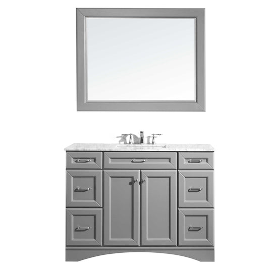 Vinnova Naples 48" Vanity in Grey with Carrara White Marble Countertop - Luxe Bathroom Vanities