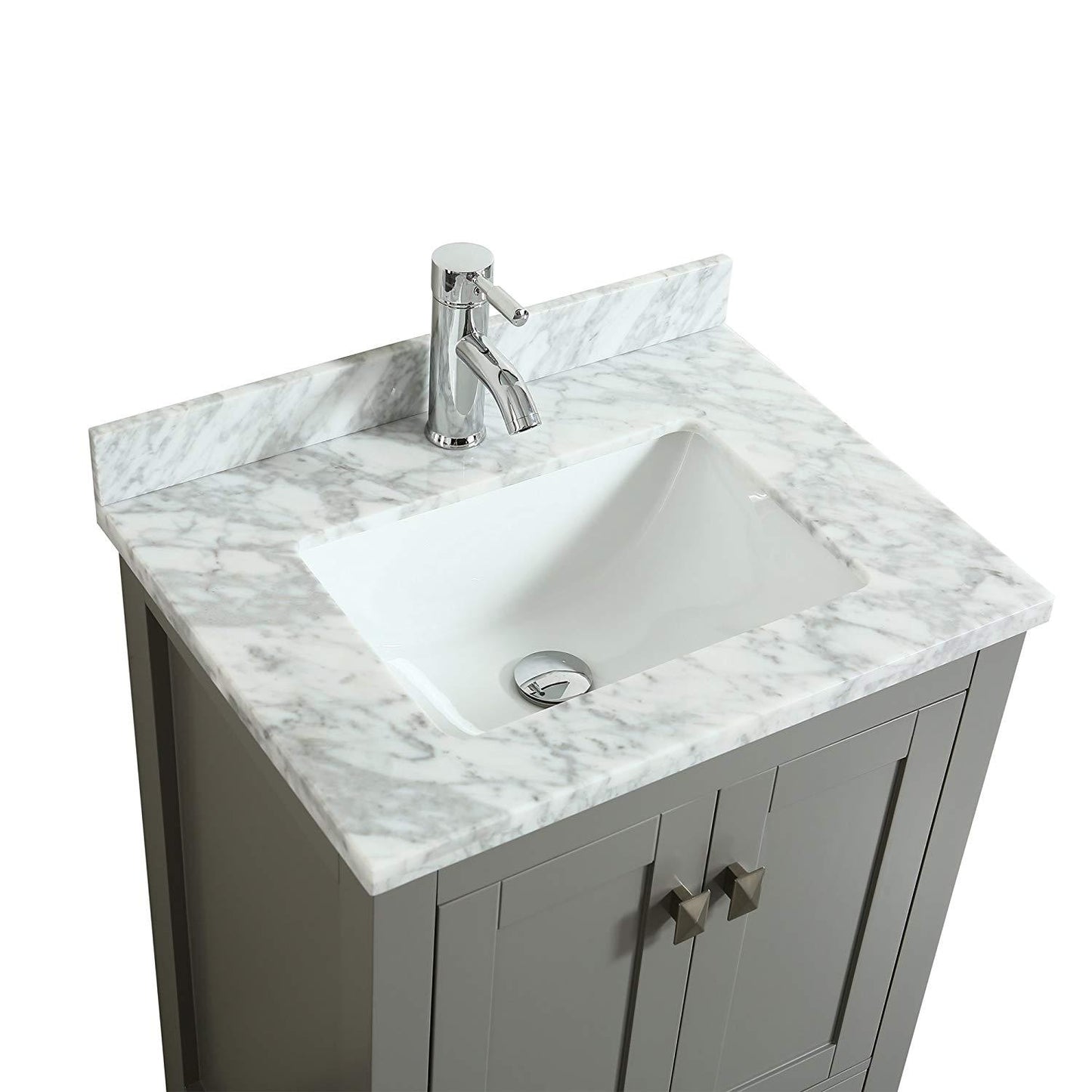 Eviva London 24" Transitional bathroom vanity with white Carrara marble countertop - Luxe Bathroom Vanities Luxury Bathroom Fixtures Bathroom Furniture