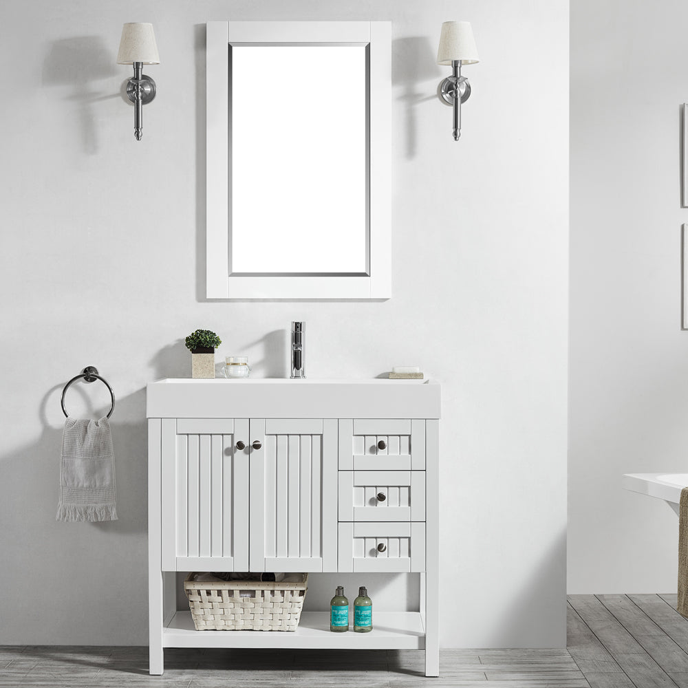 Vinnova Pavia 36” Single Vanity in White with Acrylic under-mount Sink - Luxe Bathroom Vanities