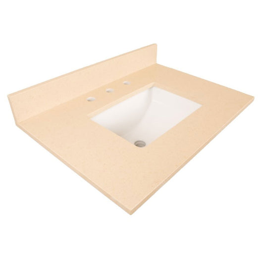 30 in. Beige quartz counter top with rectangular sink - Luxe Bathroom Vanities