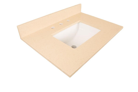 30 In. Beige Quartz Counter Top With Rectangular Sink - Luxe Bathroom Vanities
