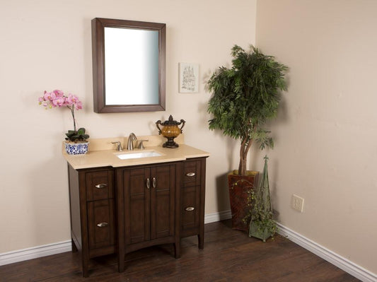 45" InSingle Sink Vanity" In Sable Walnut With Quartz Top" In Cream - Luxe Bathroom Vanities