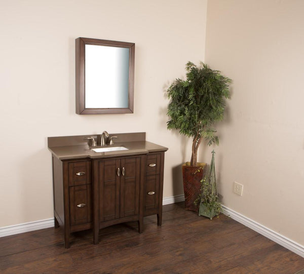45" In Single Sink Vanity" In Sable Walnut With Quartz Top" In Taupe - Luxe Bathroom Vanities
