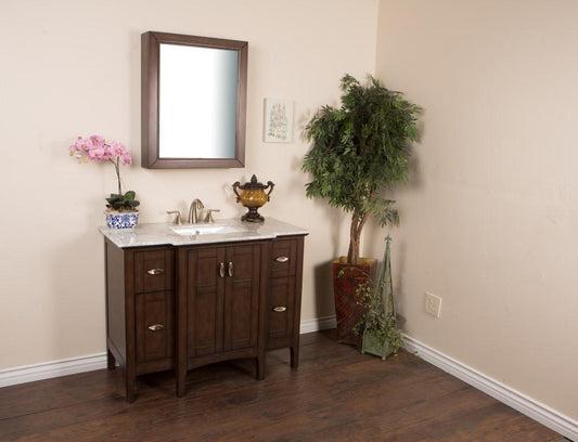 45" In Single Sink Vanity" In Sable Walnut With Marble Top" In White - Luxe Bathroom Vanities