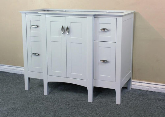 44" In Single Sink Vanity Wood White Cabinet Only - Luxe Bathroom Vanities