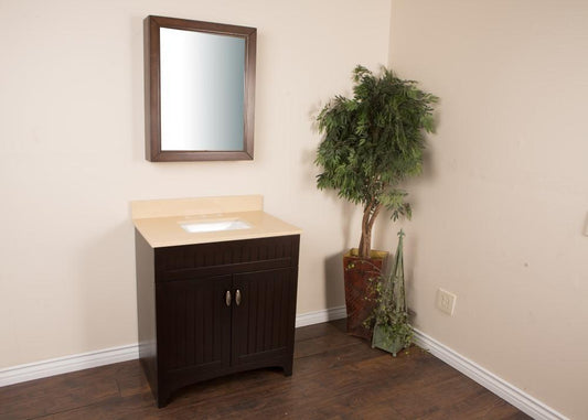 32" InSingle Sink Vanity" In Sable Walnut With Quartz Top" In Cream - Luxe Bathroom Vanities