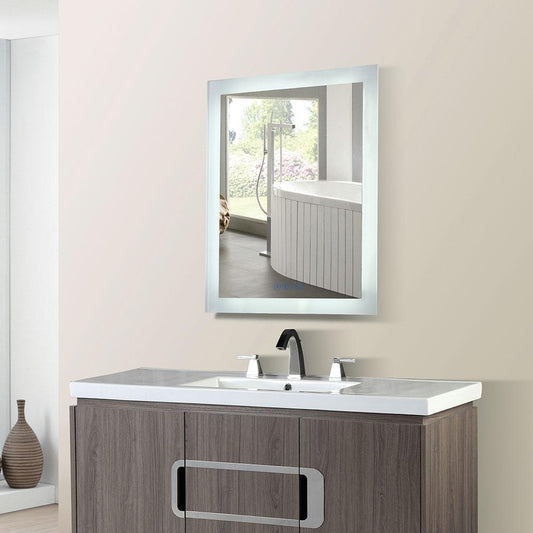 Bellaterra Home 24 in. Rectangular LED Bordered Illuminated Mirror with Bluetooth Speakers - Luxe Bathroom Vanities