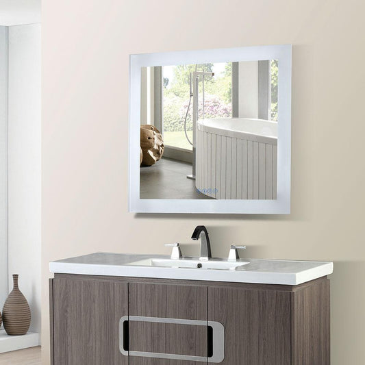 Bellaterra Home 30 in. Rectangular LED Bordered Illuminated Mirror with Bluetooth Speakers - Luxe Bathroom Vanities