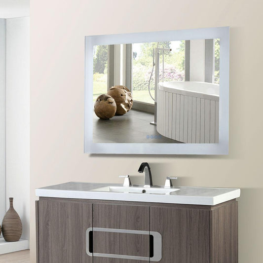 Bellaterra Home 36 in. Rectangular LED Bordered Illuminated Mirror with Bluetooth Speakers - Luxe Bathroom Vanities