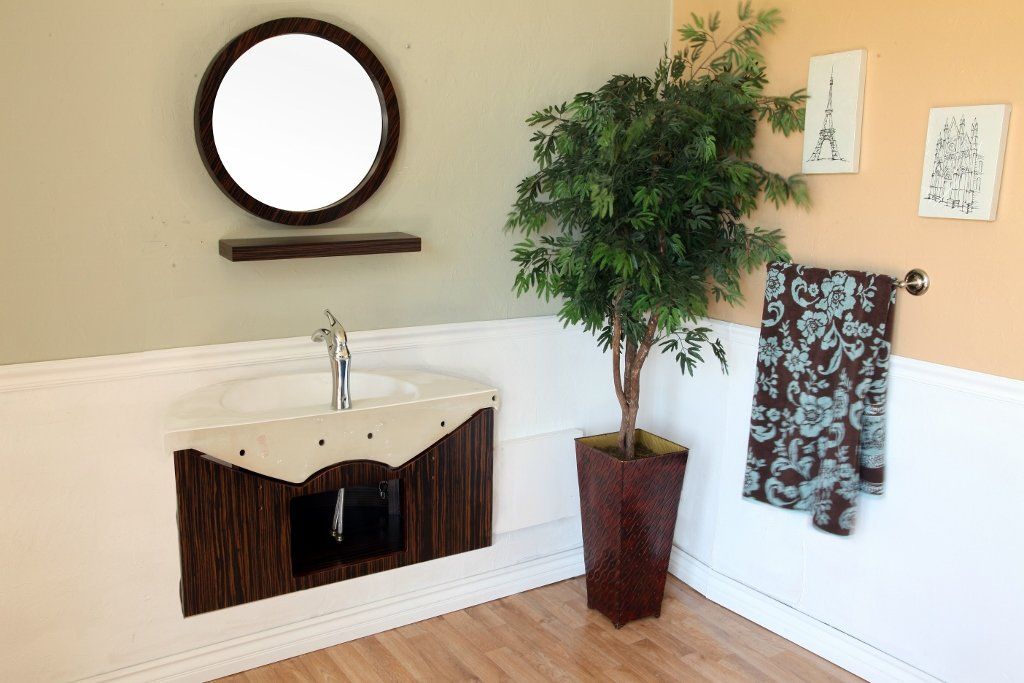34" In Single Vanity Wood Ebony Zebra - Luxe Bathroom Vanities