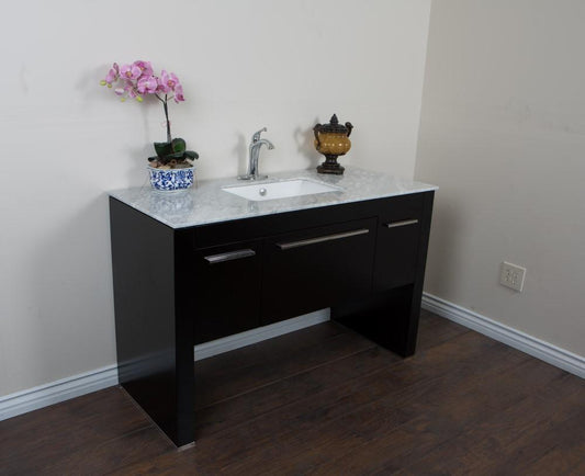 55.3" In Single Sink Vanity Black White Marble - Luxe Bathroom Vanities