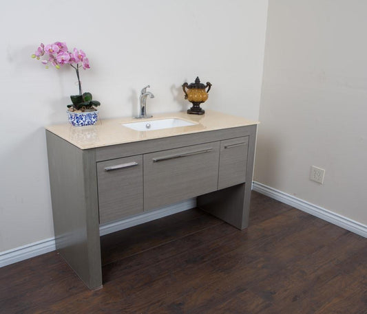 55.3" In Single Sink Vanity Gray Cream Marble - Luxe Bathroom Vanities