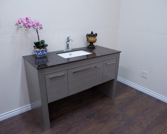 55.3" In Single Sink Vanity Gray Tan Brown - Luxe Bathroom Vanities