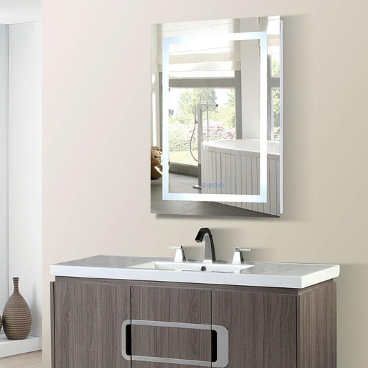 Bellaterra Home 24 in. Rectangular LED Bordered Illuminated Mirror with Bluetooth Speakers - Luxe Bathroom Vanities