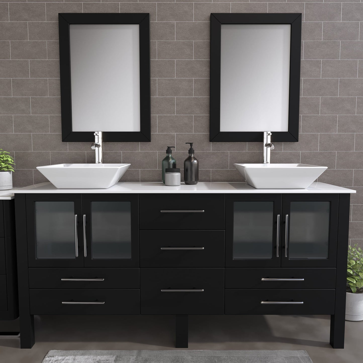 Cambridge Plumbing 8119  71" Solid Wood Double Sink Vanity Set - Luxe Bathroom Vanities