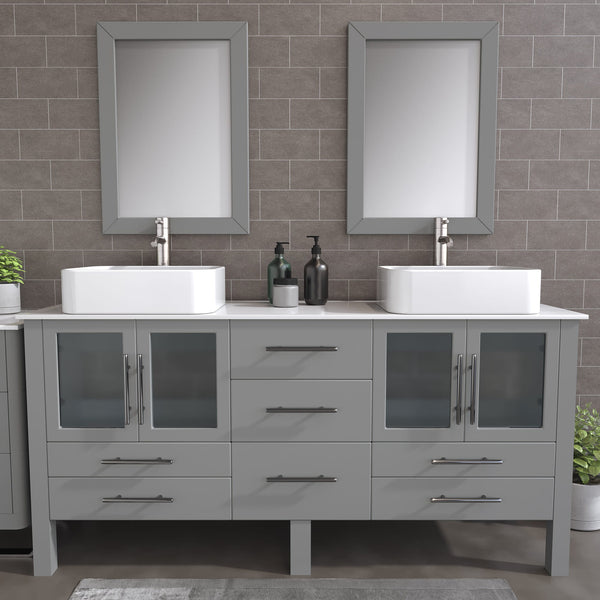 Cambridge Plumbing 8119  71" Solid Wood Double Sink Vanity Set - Luxe Bathroom Vanities