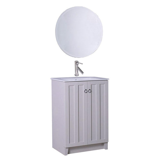 24" In Single Sink Vanity Manufactured Wood Light Gray - Luxe Bathroom Vanities