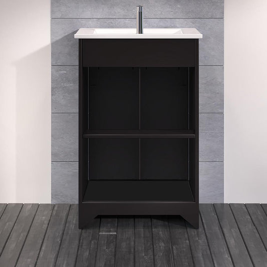 24" In Single Sink Vanity Manufactured Wood Espresso - Luxe Bathroom Vanities