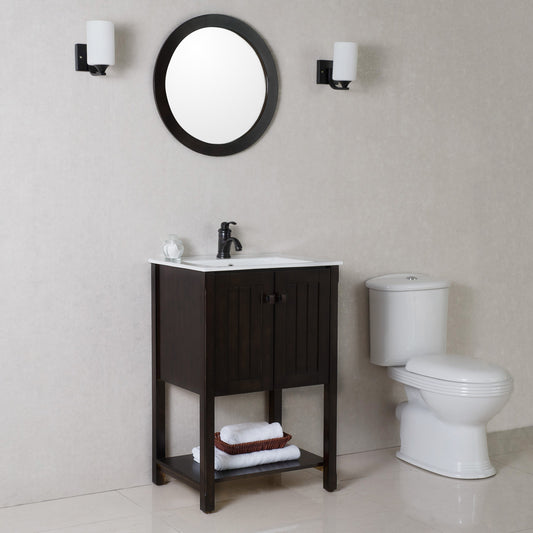 24" In Single Sink Vanity Manufactured Wood Sable Walnut - Luxe Bathroom Vanities