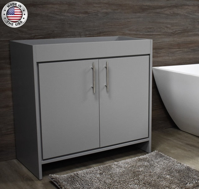 Volpa Villa 36" Modern Bathroom Vanity with Brushed Nickel Round Handles Cabinet Only - Luxe Bathroom Vanities Luxury Bathroom Fixtures Bathroom Furniture