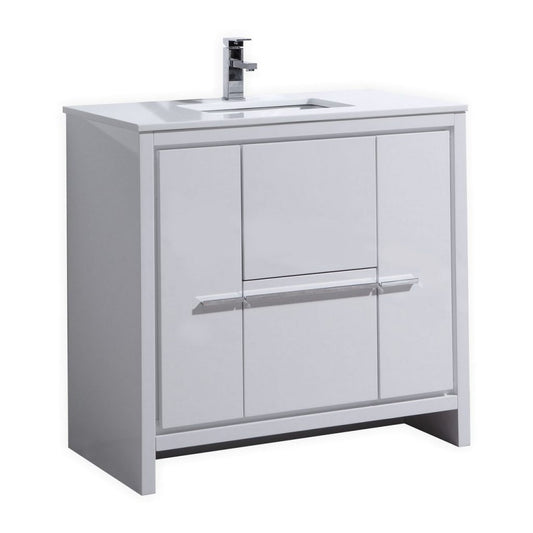 KubeBath Dolce 36? Modern Bathroom Vanity with White Quartz Counter-Top - Luxe Bathroom Vanities