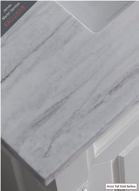 James Martin 22" Vanity Top For the 825 Collection, Solid Surface, Arctic Fall, 3 cm, No Sink - Luxe Bathroom Vanities