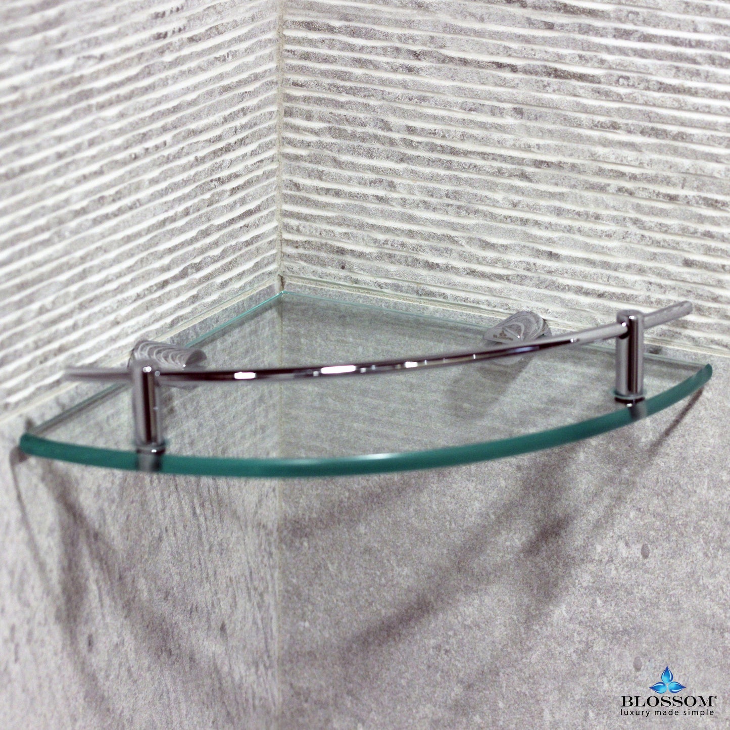 Blossom Corner Glass Shelf - Chrome BA0251001 - Luxe Bathroom Vanities Luxury Bathroom Fixtures Bathroom Furniture