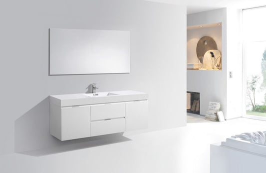 Kubebath Bliss 60" Single Sink Wall Mount Modern Bathroom Vanity - Luxe Bathroom Vanities