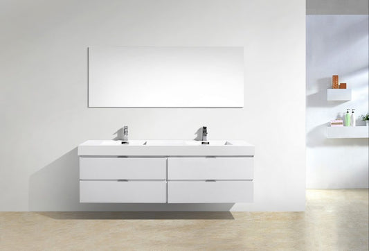 Kubebath Bliss 80" Double Sink Wall Mount Modern Bathroom Vanity - Luxe Bathroom Vanities