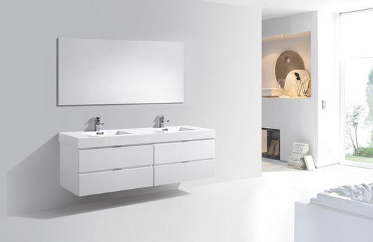 Kubebath Bliss 72" Double Sink Wall Mount Modern Bathroom Vanity - Luxe Bathroom Vanities