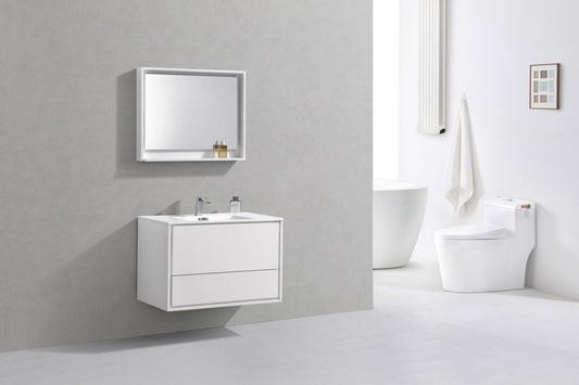Kubebath DeLusso 36" Wall Mount Modern Bathroom Vanity - Luxe Bathroom Vanities