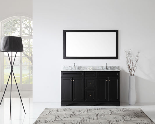 Virtu USA Talisa 60" Double Bath Vanity in Espresso with Marble Top and Round Sink with Mirror - Luxe Bathroom Vanities Luxury Bathroom Fixtures Bathroom Furniture