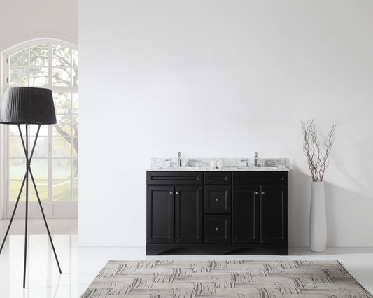 Virtu USA Talisa 60" Double Bath Vanity with Marble Top and Square Sink - Luxe Bathroom Vanities