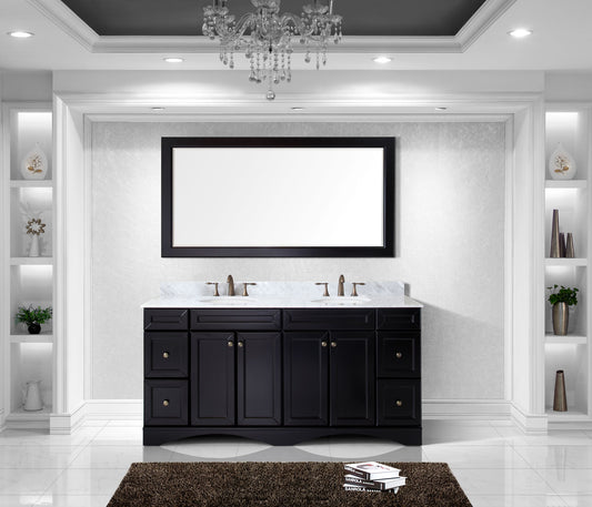 Virtu USA Talisa 72" Double Bath Vanity in Espresso with Marble Top and Round Sink with Mirror - Luxe Bathroom Vanities Luxury Bathroom Fixtures Bathroom Furniture