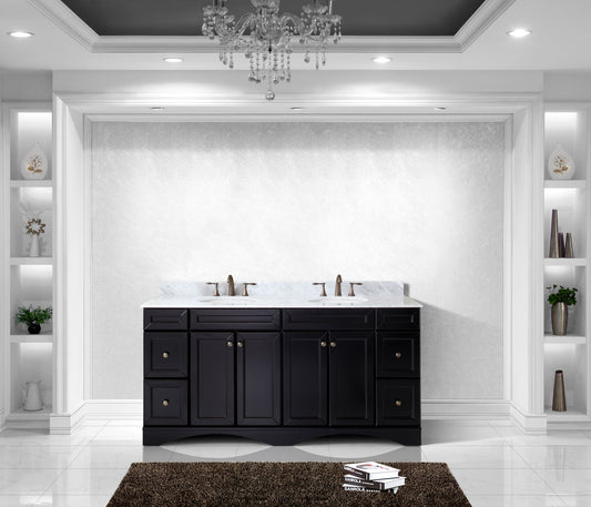 Virtu USA Talisa 72" Double Bath Vanity with Marble Top and Round Sink with Polished Chrome Faucet - Luxe Bathroom Vanities