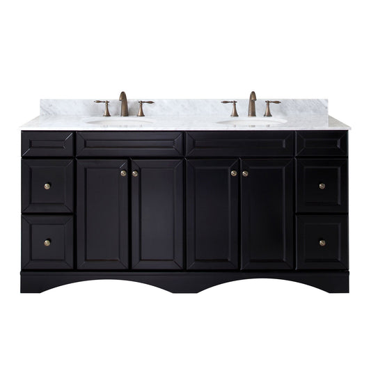 Virtu USA Talisa 72" Double Bath Vanity with Marble Top and Round Sink with Mirror - Luxe Bathroom Vanities