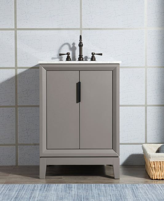 Water Creation Elizabeth 24" Inch Single Sink Carrara White Marble Vanity with Faucet - Luxe Bathroom Vanities
