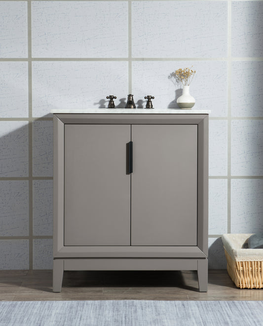 Water Creation Elizabeth 30" Inch Single Sink Carrara White Marble Vanity - Luxe Bathroom Vanities