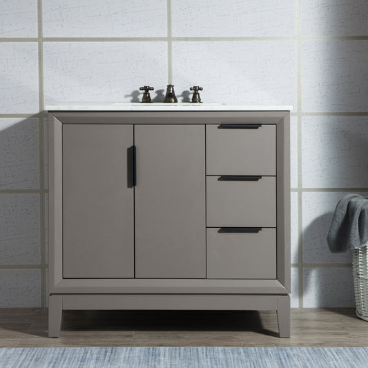 Water Creation Elizabeth 36" Inch Single Sink Carrara White Marble Vanity with Matching Mirror - Luxe Bathroom Vanities