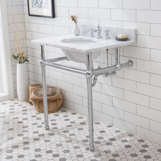 Water Creation Embassy 30 Inch Wide Single Wash Stand with P-Trap and Counter Top with Basin and F2-0013 Faucet - Luxe Bathroom Vanities