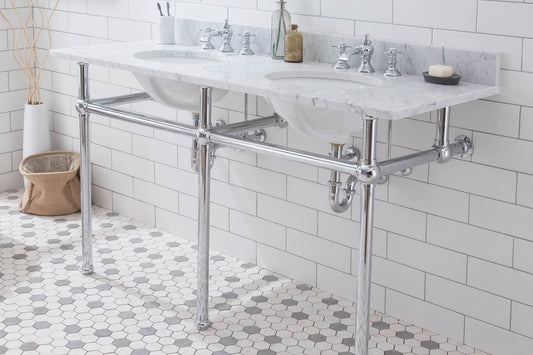 Water Creation Embassy 60 Inch Wide Double Wash Stand with Counter Top and F2-0013 Faucet - Luxe Bathroom Vanities