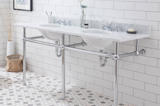 Water Creation Embassy 72 Inch Wide Double Wash Stand with Counter Top and F2-0009 Faucet - Luxe Bathroom Vanities